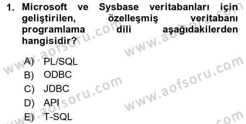 Veritabanı Programlama Dersi 2023 - 2024 Yılı Yaz Okulu Sınavı 1. Soru