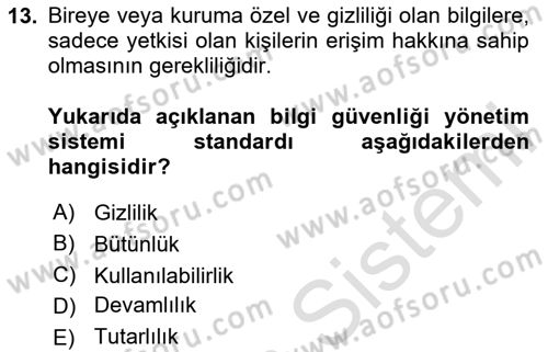 Veritabanı Programlama Dersi 2023 - 2024 Yılı Yaz Okulu Sınavı 13. Soru