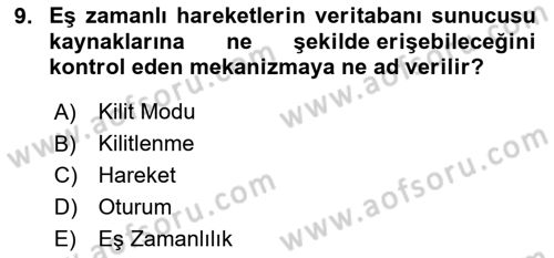 Veritabanı Programlama Dersi 2023 - 2024 Yılı Yaz Okulu Sınavı 9. Soru