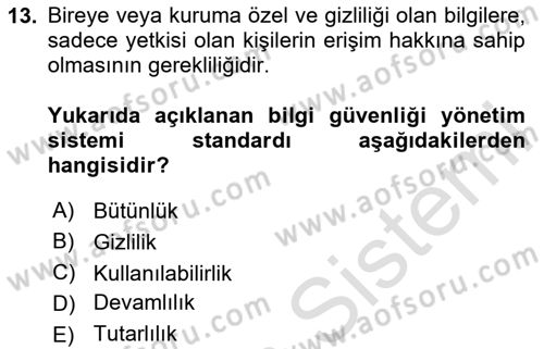 Veritabanı Programlama Dersi 2024 - 2025 Yılı Yaz Okulu Sınav Soruları 13. Soru
