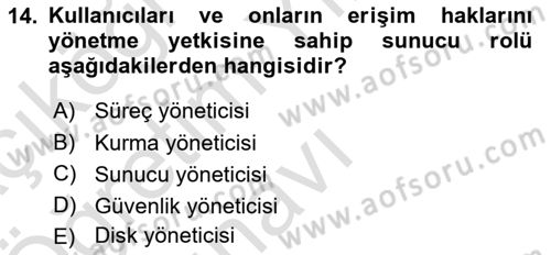 Veritabanı Programlama Dersi 2024 - 2025 Yılı Yaz Okulu Sınav Soruları 14. Soru