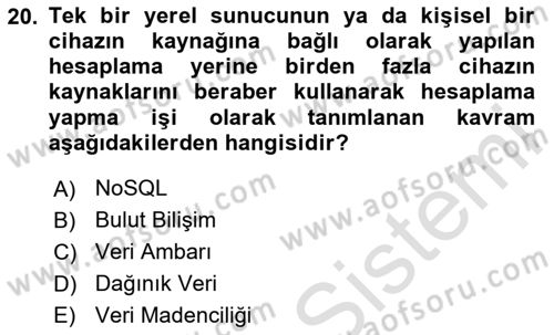 Veritabanı Programlama Dersi 2024 - 2025 Yılı Yaz Okulu Sınav Soruları 20. Soru