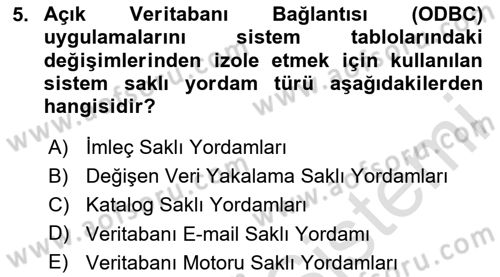 Veritabanı Programlama Dersi 2024 - 2025 Yılı Yaz Okulu Sınav Soruları 5. Soru