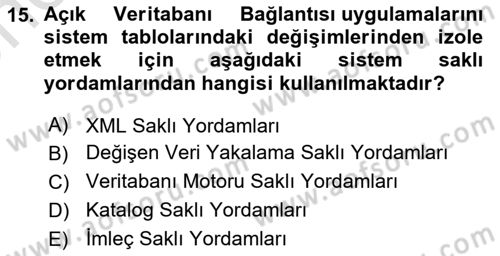 Veritabanı Programlama Dersi 2025 - 2026 Yılı (Vize) Ara Sınav Soruları 15. Soru