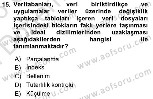 Veritabanı Programlama Dersi 2025 - 2026 Yılı (Final) Dönem Sonu Sınav Soruları 15. Soru