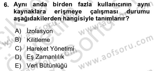 Veritabanı Programlama Dersi 2025 - 2026 Yılı (Final) Dönem Sonu Sınav Soruları 6. Soru