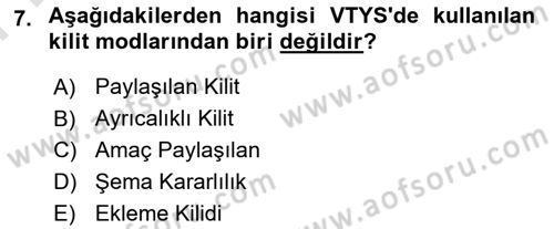 Veritabanı Programlama Dersi 2025 - 2026 Yılı (Final) Dönem Sonu Sınav Soruları 7. Soru