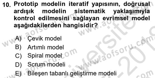 Sistem Analizi Ve Tasarımı Dersi 2017 - 2018 Yılı (Vize) Ara Sınav Soruları 10. Soru