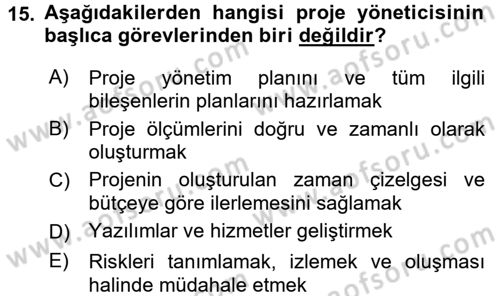 Sistem Analizi Ve Tasarımı Dersi 2017 - 2018 Yılı (Vize) Ara Sınav Soruları 15. Soru