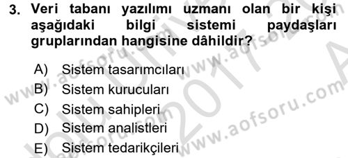 Sistem Analizi Ve Tasarımı Dersi 2017 - 2018 Yılı (Vize) Ara Sınav Soruları 3. Soru