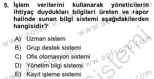 Sistem Analizi Ve Tasarımı Dersi 2017 - 2018 Yılı (Vize) Ara Sınav Soruları 5. Soru