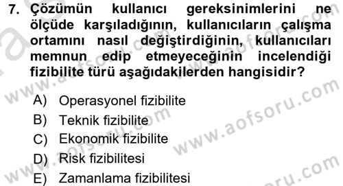 Sistem Analizi Ve Tasarımı Dersi 2017 - 2018 Yılı (Vize) Ara Sınav Soruları 7. Soru
