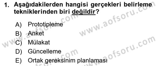 Sistem Analizi Ve Tasarımı Dersi 2017 - 2018 Yılı (Final) Dönem Sonu Sınav Soruları 1. Soru