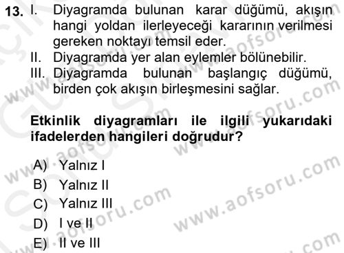 Sistem Analizi Ve Tasarımı Dersi 2017 - 2018 Yılı (Final) Dönem Sonu Sınav Soruları 13. Soru