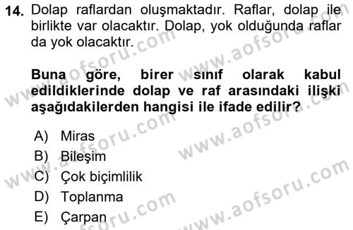 Sistem Analizi Ve Tasarımı Dersi 2017 - 2018 Yılı (Final) Dönem Sonu Sınav Soruları 14. Soru