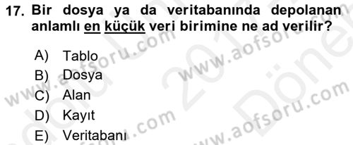 Sistem Analizi Ve Tasarımı Dersi 2017 - 2018 Yılı (Final) Dönem Sonu Sınav Soruları 17. Soru