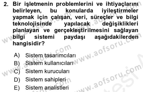 Sistem Analizi Ve Tasarımı Dersi 2017 - 2018 Yılı (Final) Dönem Sonu Sınav Soruları 2. Soru