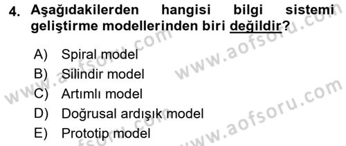 Sistem Analizi Ve Tasarımı Dersi 2017 - 2018 Yılı (Final) Dönem Sonu Sınavı 4. Soru