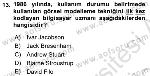 Sistem Analizi Ve Tasarımı Dersi 2018 - 2019 Yılı 3 Ders Sınav Soruları 13. Soru