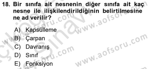 Sistem Analizi Ve Tasarımı Dersi 2018 - 2019 Yılı 3 Ders Sınav Soruları 18. Soru