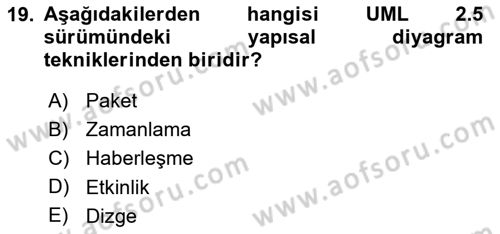 Sistem Analizi Ve Tasarımı Dersi 2018 - 2019 Yılı 3 Ders Sınav Soruları 19. Soru