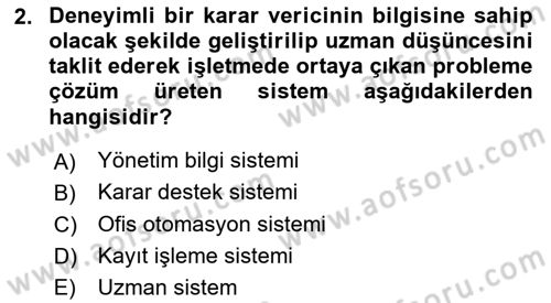 Sistem Analizi Ve Tasarımı Dersi 2018 - 2019 Yılı 3 Ders Sınav Soruları 2. Soru
