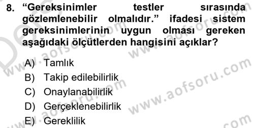 Sistem Analizi Ve Tasarımı Dersi 2018 - 2019 Yılı 3 Ders Sınav Soruları 8. Soru
