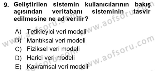 Sistem Analizi Ve Tasarımı Dersi 2018 - 2019 Yılı 3 Ders Sınav Soruları 9. Soru