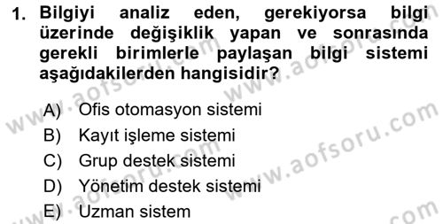 Sistem Analizi Ve Tasarımı Dersi Ara Sınavı Deneme Sınav Soruları 1. Soru