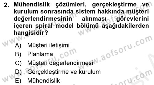 Sistem Analizi Ve Tasarımı Dersi Ara Sınavı Deneme Sınav Soruları 2. Soru