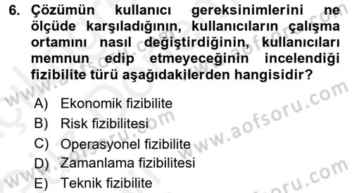 Sistem Analizi Ve Tasarımı Dersi Ara Sınavı Deneme Sınav Soruları 6. Soru