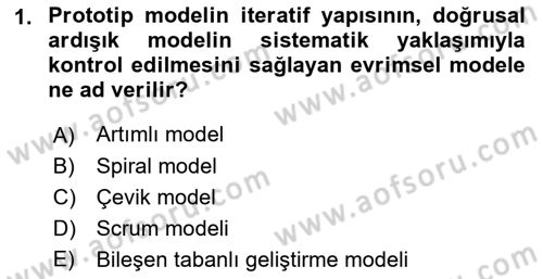 Sistem Analizi Ve Tasarımı Dersi 2018 - 2019 Yılı (Final) Dönem Sonu Sınav Soruları 1. Soru