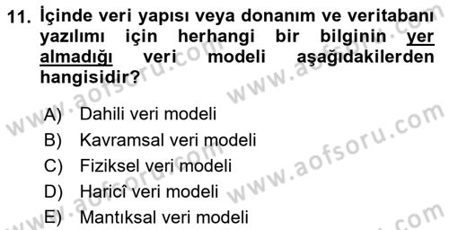 Sistem Analizi Ve Tasarımı Dersi 2018 - 2019 Yılı (Final) Dönem Sonu Sınavı 11. Soru