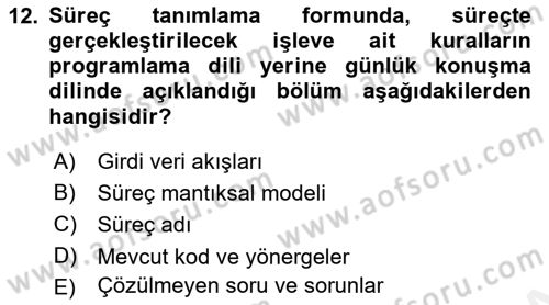 Sistem Analizi Ve Tasarımı Dersi 2018 - 2019 Yılı (Final) Dönem Sonu Sınav Soruları 12. Soru