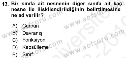 Sistem Analizi Ve Tasarımı Dersi 2018 - 2019 Yılı (Final) Dönem Sonu Sınav Soruları 13. Soru