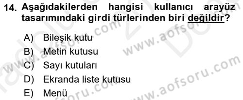 Sistem Analizi Ve Tasarımı Dersi 2018 - 2019 Yılı (Final) Dönem Sonu Sınav Soruları 14. Soru