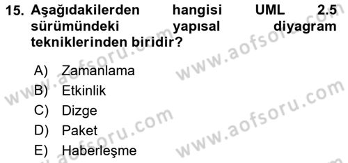 Sistem Analizi Ve Tasarımı Dersi 2018 - 2019 Yılı (Final) Dönem Sonu Sınav Soruları 15. Soru