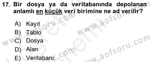 Sistem Analizi Ve Tasarımı Dersi 2018 - 2019 Yılı (Final) Dönem Sonu Sınav Soruları 17. Soru