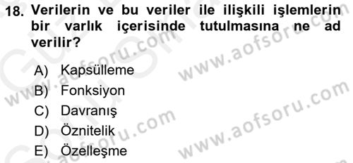 Sistem Analizi Ve Tasarımı Dersi 2018 - 2019 Yılı (Final) Dönem Sonu Sınav Soruları 18. Soru