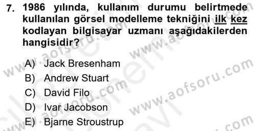 Sistem Analizi Ve Tasarımı Dersi 2018 - 2019 Yılı (Final) Dönem Sonu Sınav Soruları 7. Soru