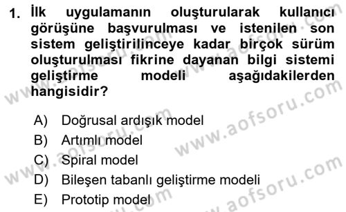 Sistem Analizi Ve Tasarımı Dersi 2018 - 2019 Yılı Yaz Okulu Sınav Soruları 1. Soru