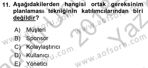 Sistem Analizi Ve Tasarımı Dersi 2018 - 2019 Yılı Yaz Okulu Sınav Soruları 11. Soru