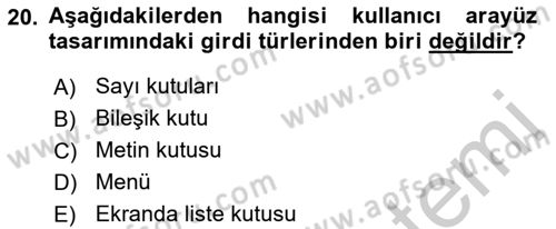 Sistem Analizi Ve Tasarımı Dersi 2018 - 2019 Yılı Yaz Okulu Sınav Soruları 20. Soru