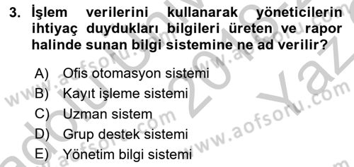 Sistem Analizi Ve Tasarımı Dersi 2018 - 2019 Yılı Yaz Okulu Sınav Soruları 3. Soru