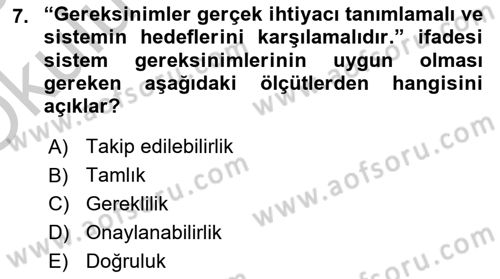 Sistem Analizi Ve Tasarımı Dersi 2018 - 2019 Yılı Yaz Okulu Sınav Soruları 7. Soru