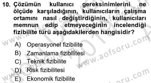 Sistem Analizi Ve Tasarımı Dersi Ara Sınavı Deneme Sınav Soruları 10. Soru