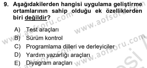 Sistem Analizi Ve Tasarımı Dersi Ara Sınavı Deneme Sınav Soruları 9. Soru