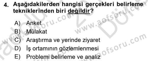 Sistem Analizi Ve Tasarımı Dersi 2019 - 2020 Yılı (Final) Dönem Sonu Sınav Soruları 4. Soru