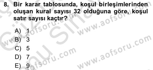 Sistem Analizi Ve Tasarımı Dersi 2019 - 2020 Yılı (Final) Dönem Sonu Sınav Soruları 8. Soru