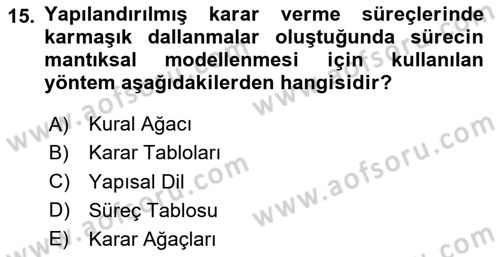 Sistem Analizi Ve Tasarımı Dersi 2020 - 2021 Yılı Yaz Okulu Sınav Soruları 15. Soru